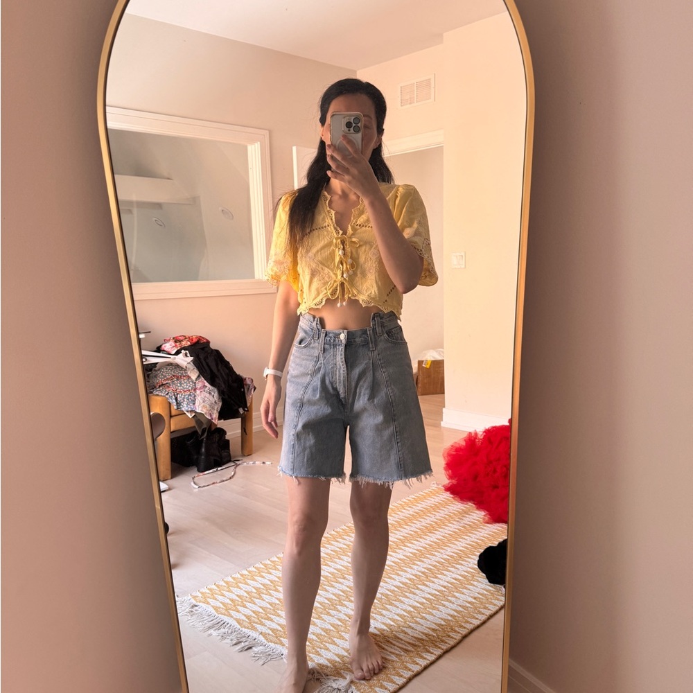 Agolde Light Blue Denim Shorts